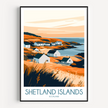 Shetland Islands Retro Travel Illustration