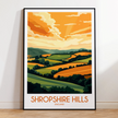 Shropshire Hills Retro Travel Illustration