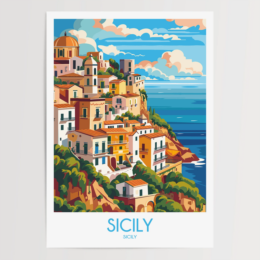 Sicily Modern Travel Poster