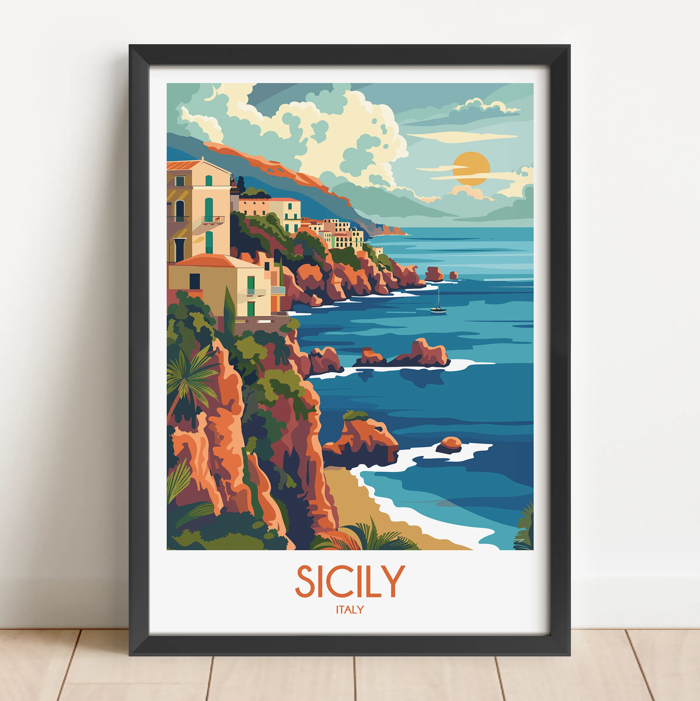 Sicily Modern Travel Poster