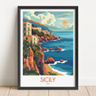 Sicily Modern Travel Poster