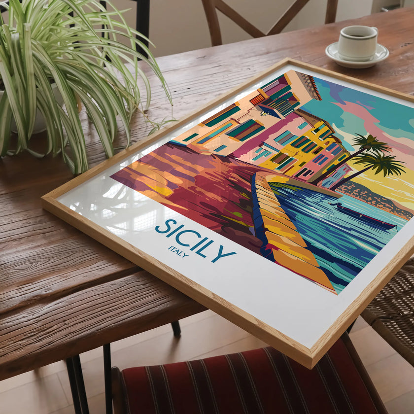 Sicily Retro Travel Illustration