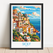 Sicily Retro Travel Illustration