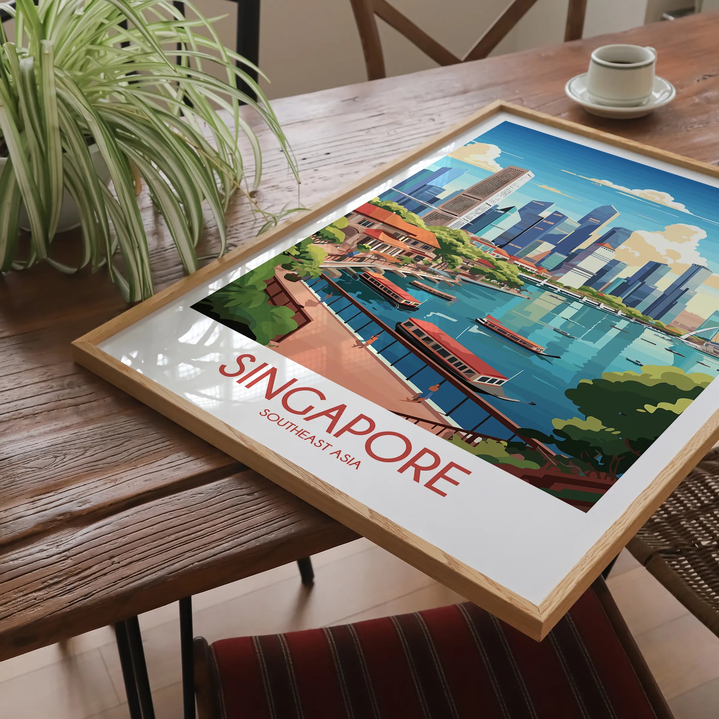 Singapore Retro Travel Illustration