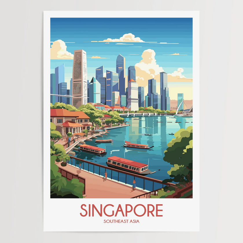 Singapore Vintage Style Print