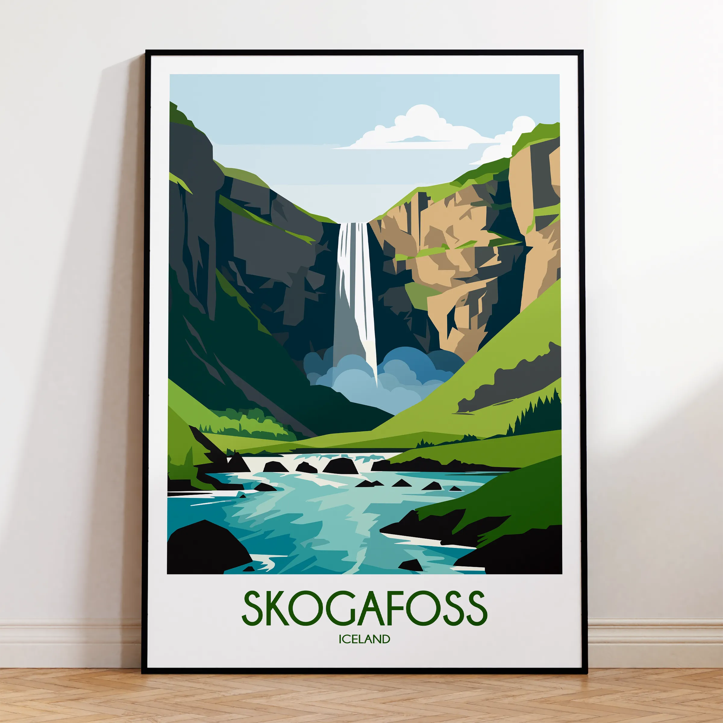 Skogafoss Modern Travel Poster