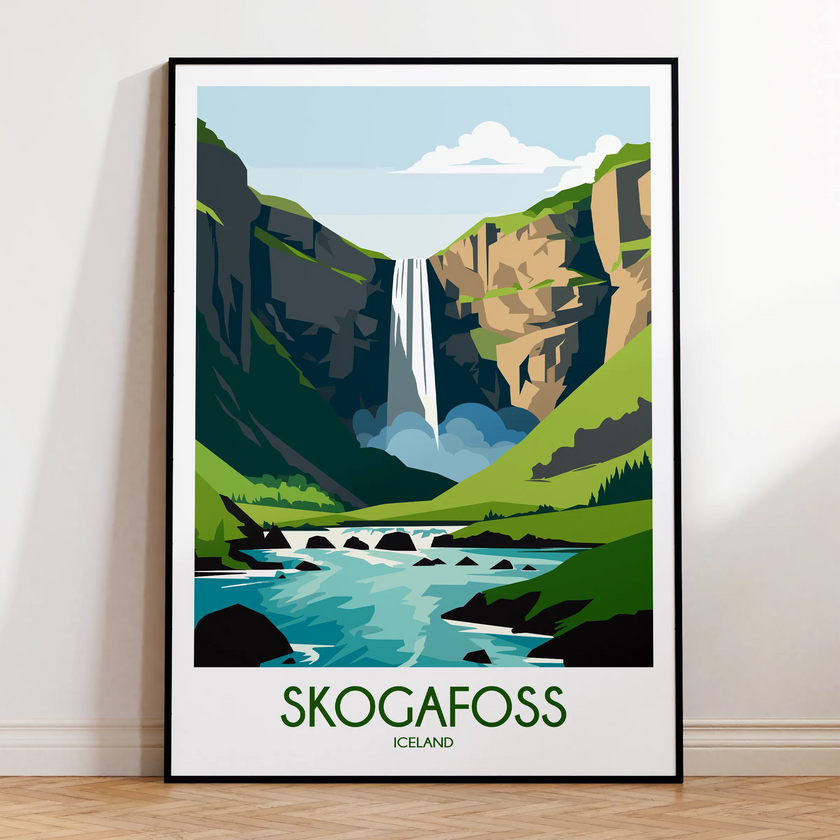 Skogafoss Modern Travel Poster