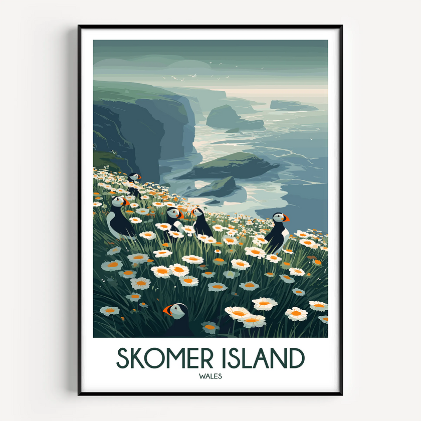 Skomer Island Modern Travel Poster