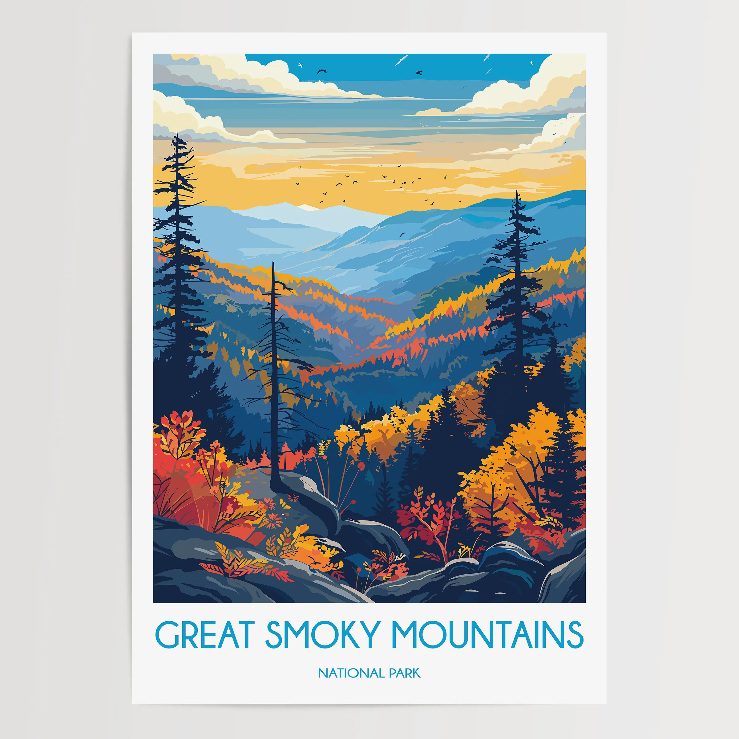 Smoky Mountains Modern Travel Poster
