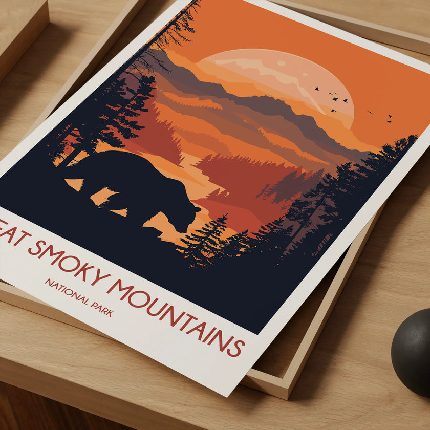 Smoky Mountains Retro Travel Illustration