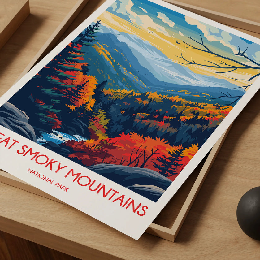 Smoky Mountains Retro Travel Illustration