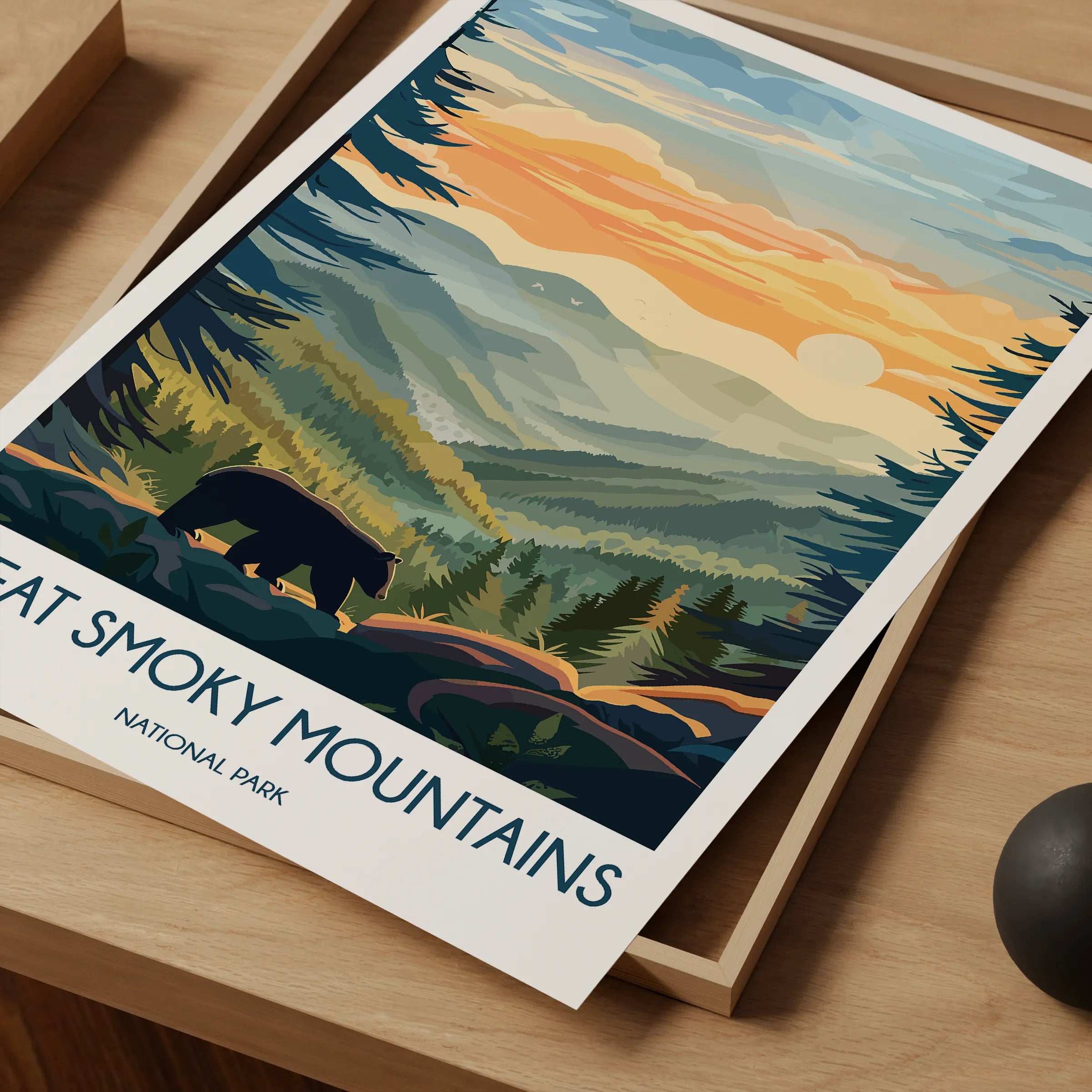 Smoky Mountains Retro Travel Illustration