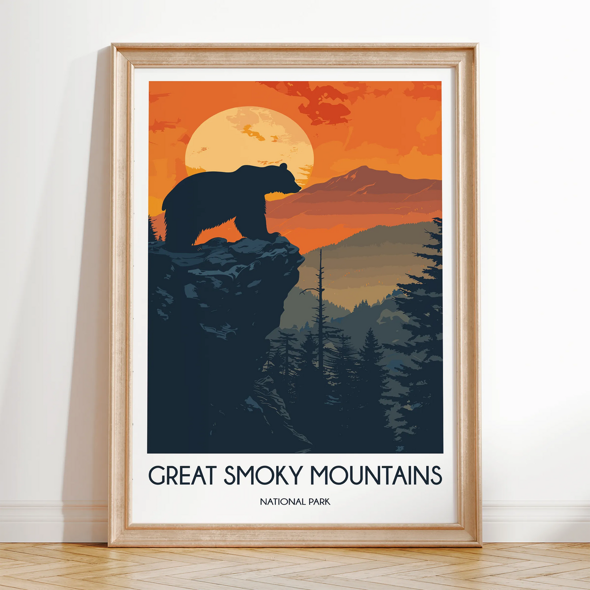 Smoky Mountains Retro Travel Illustration