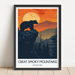 Smoky Mountains Retro Travel Illustration