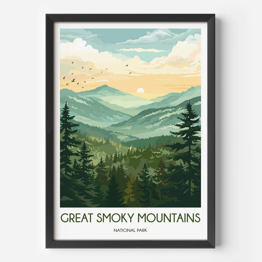 Smoky Mountains Vintage Style Print