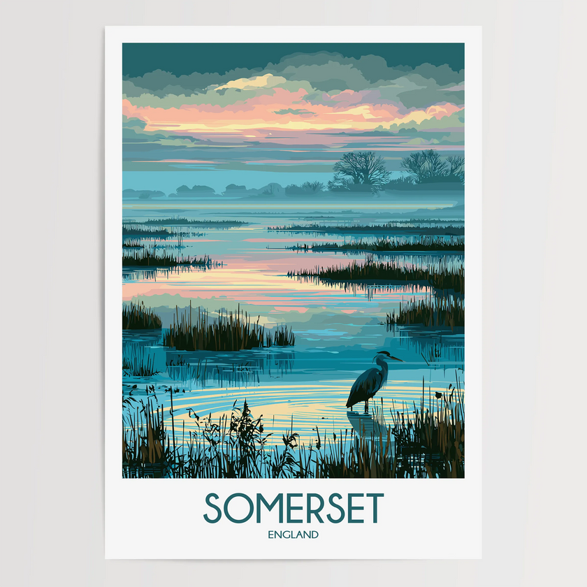 Somerset Retro Travel Illustration