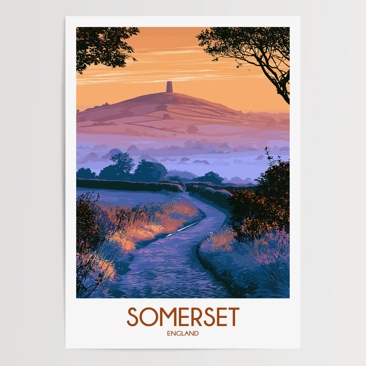 Somerset Retro Travel Illustration
