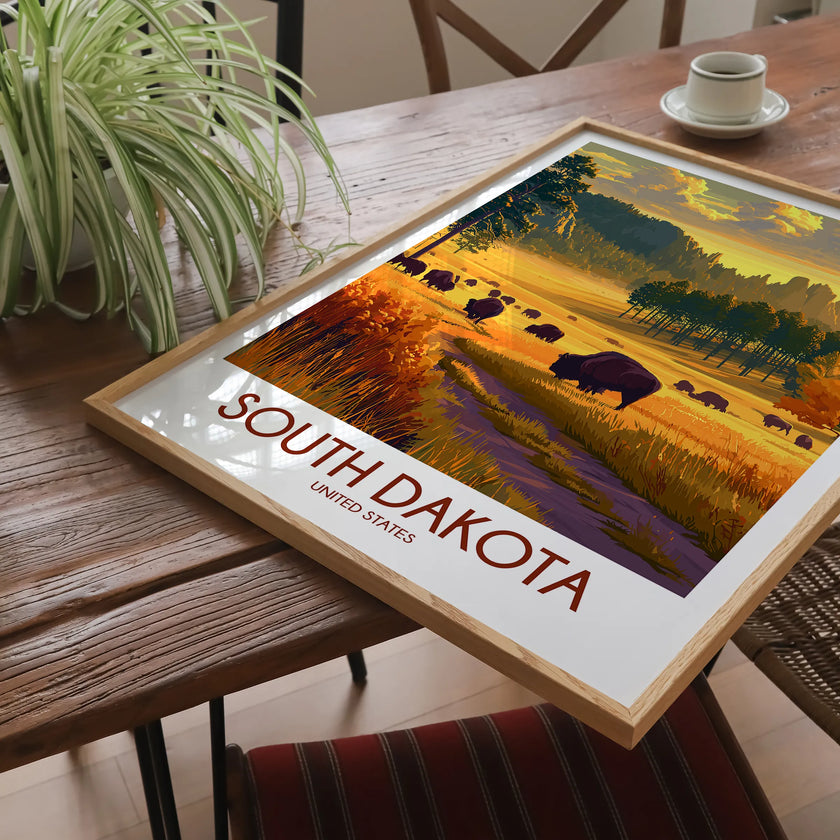 South Dakota Vintage Style Print