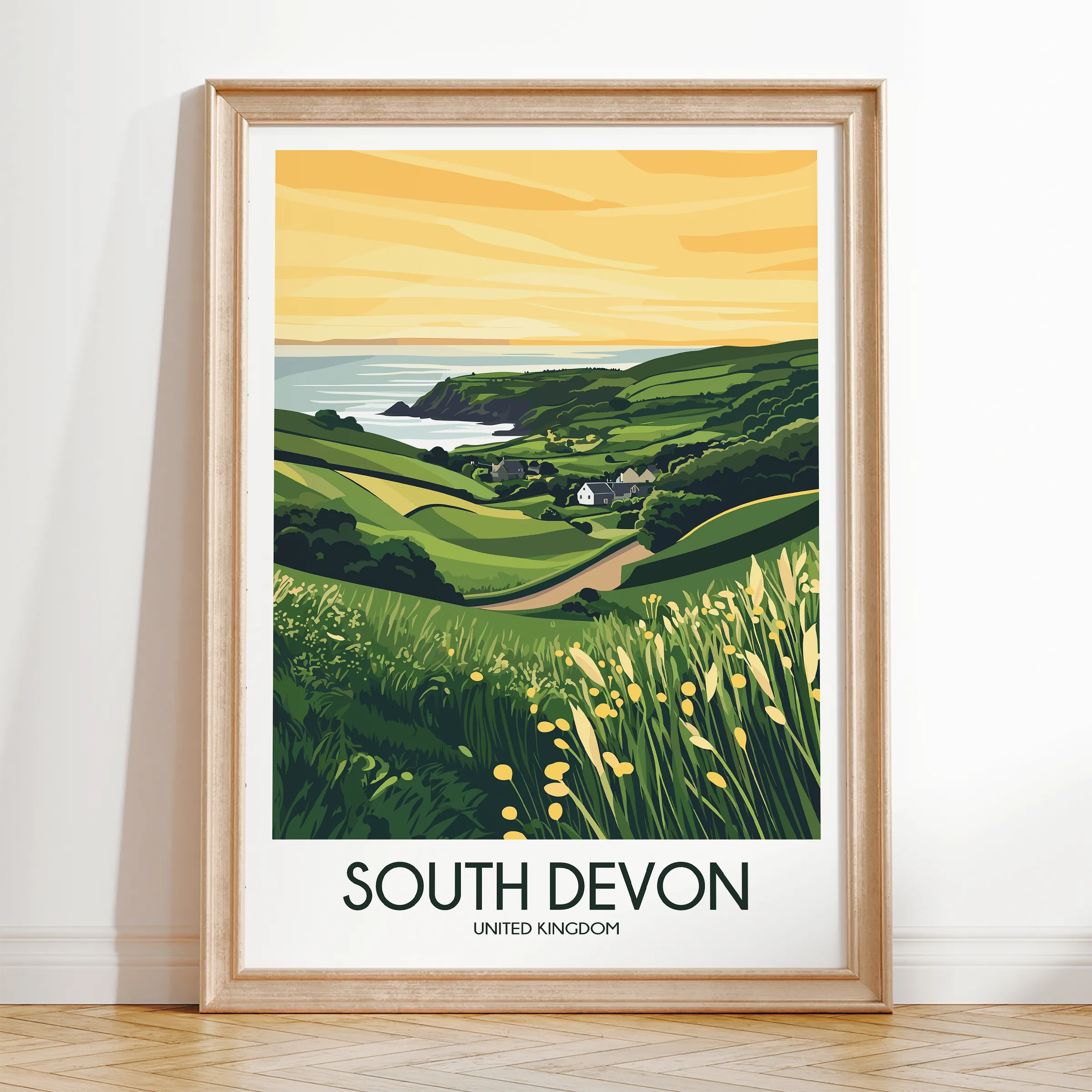 South Devon Modern Travel Poster