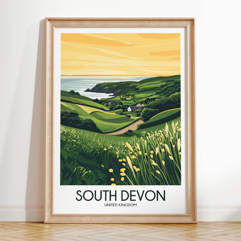 South Devon Modern Travel Poster