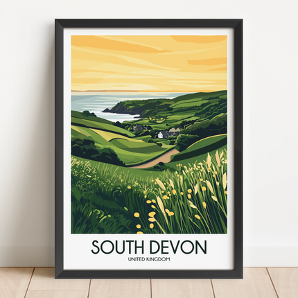 South Devon Retro Travel Illustration