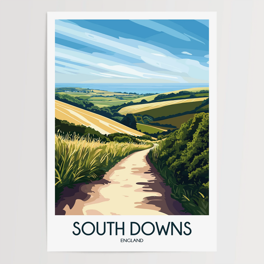 South Downs Modern Travel Poster