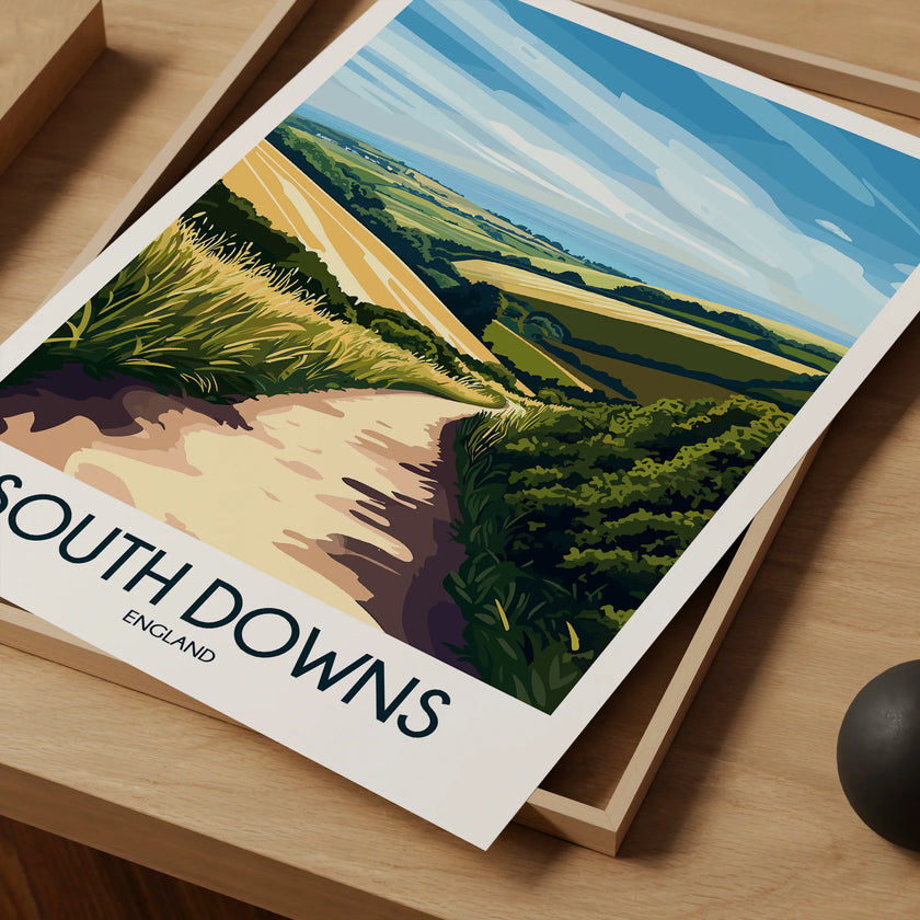 South Downs Retro Travel Illustration