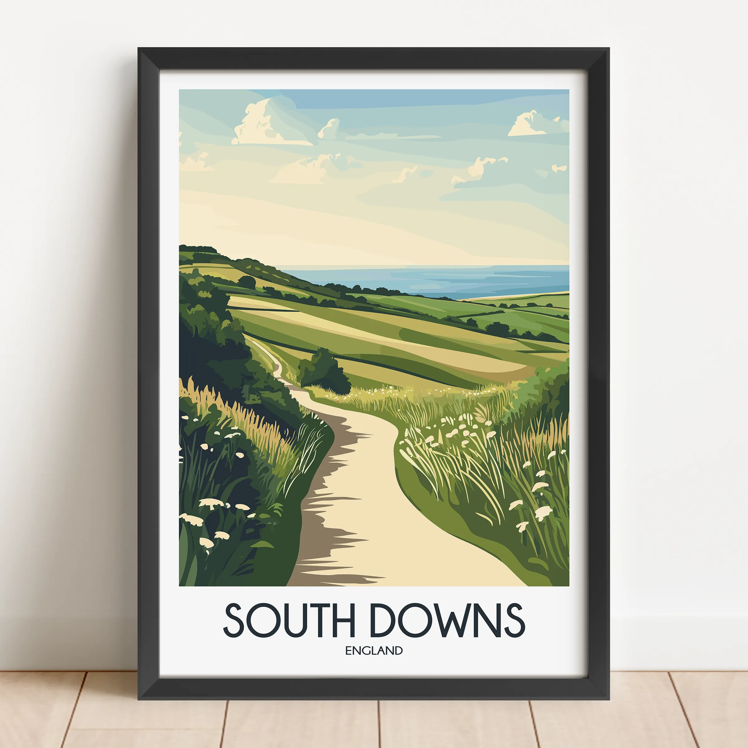 South Downs Retro Travel Illustration