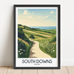 South Downs Retro Travel Illustration