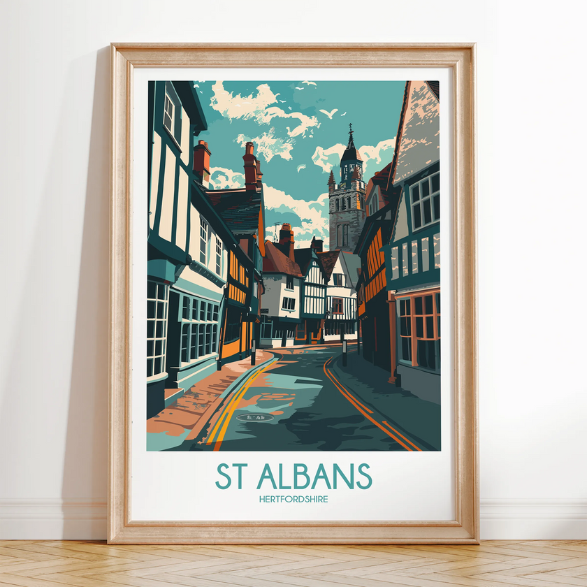 St Albans Retro Travel Illustration