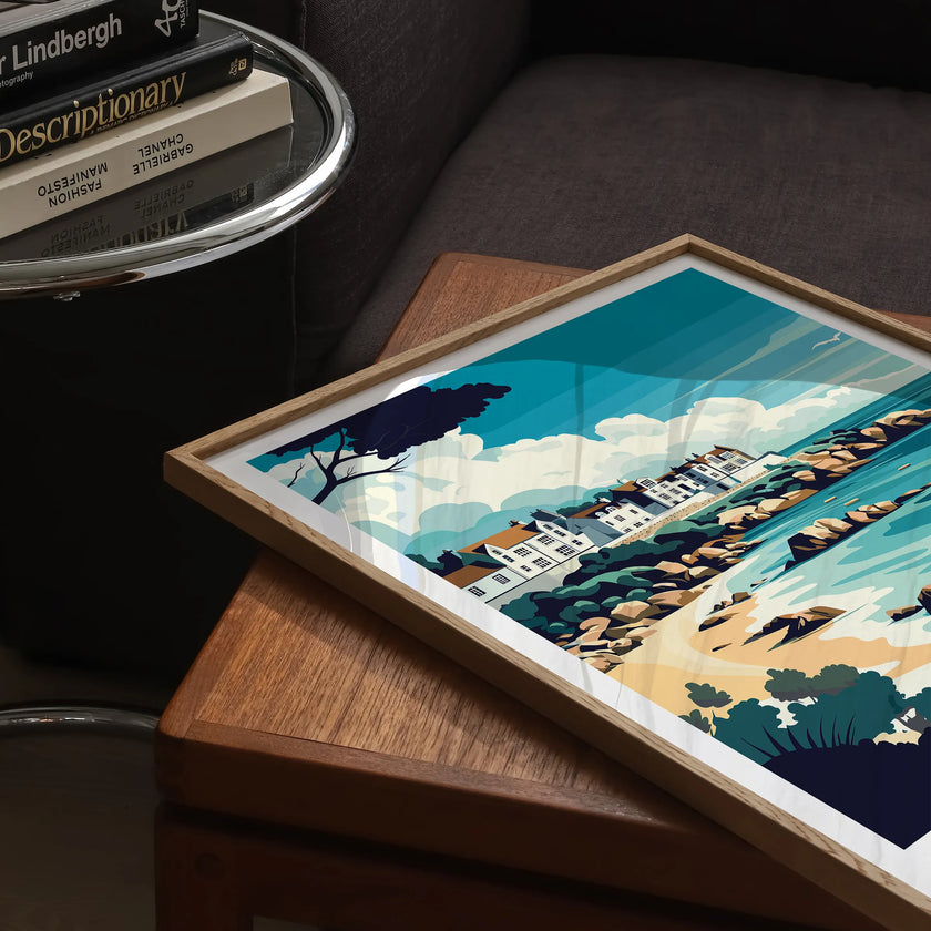 St Brelade'S Bay Retro Travel Illustration
