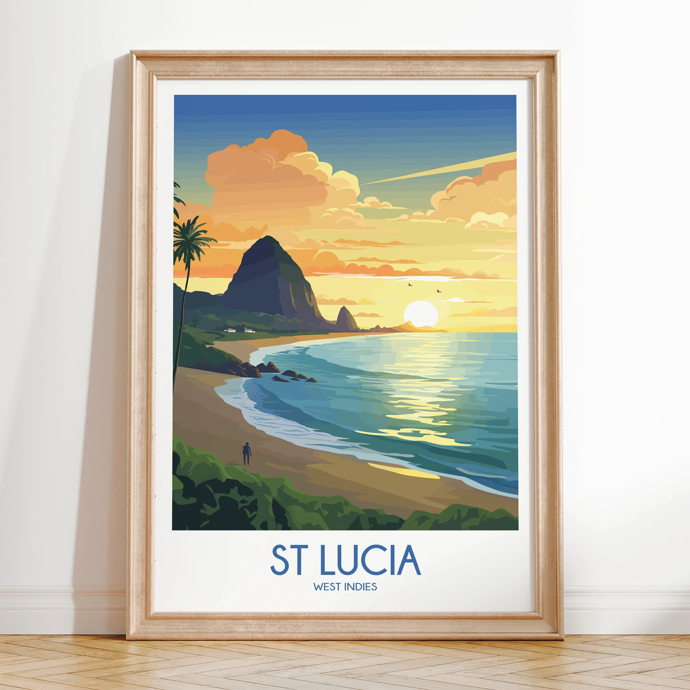 St Lucia Retro Travel Illustration