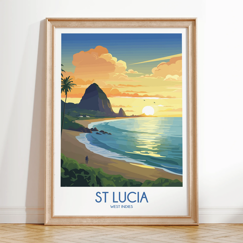 St Lucia Retro Travel Illustration