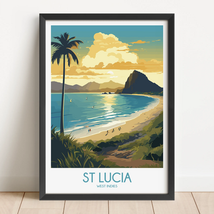 St Lucia Retro Travel Illustration