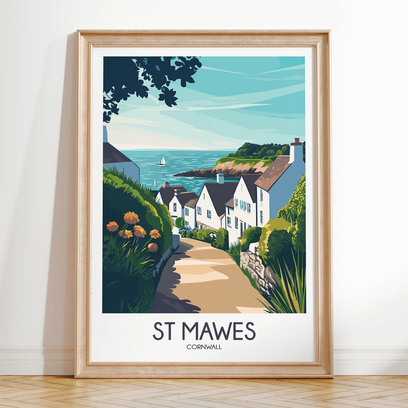 St Mawes Retro Travel Illustration