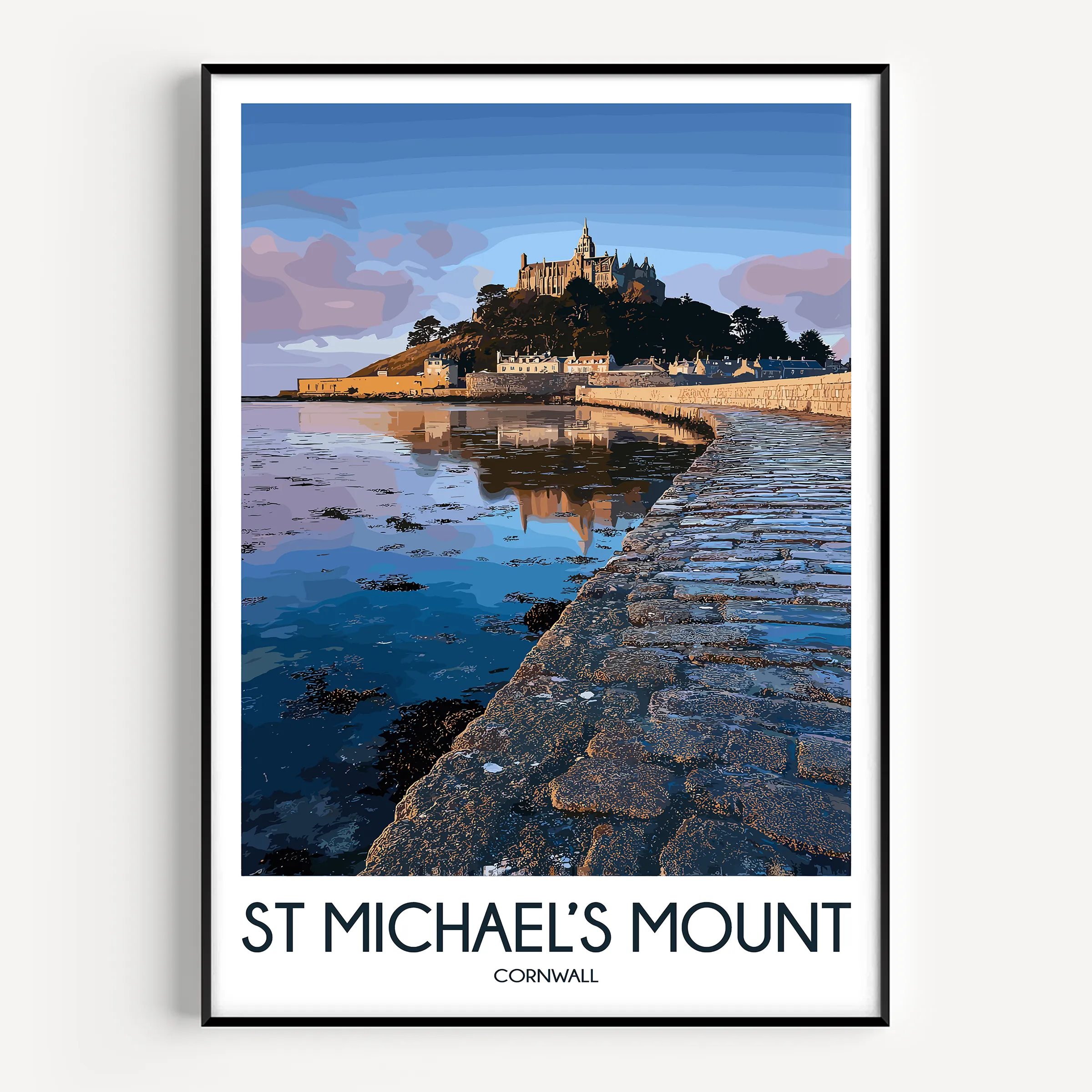 St Michael'S Mount Retro Travel Illustration