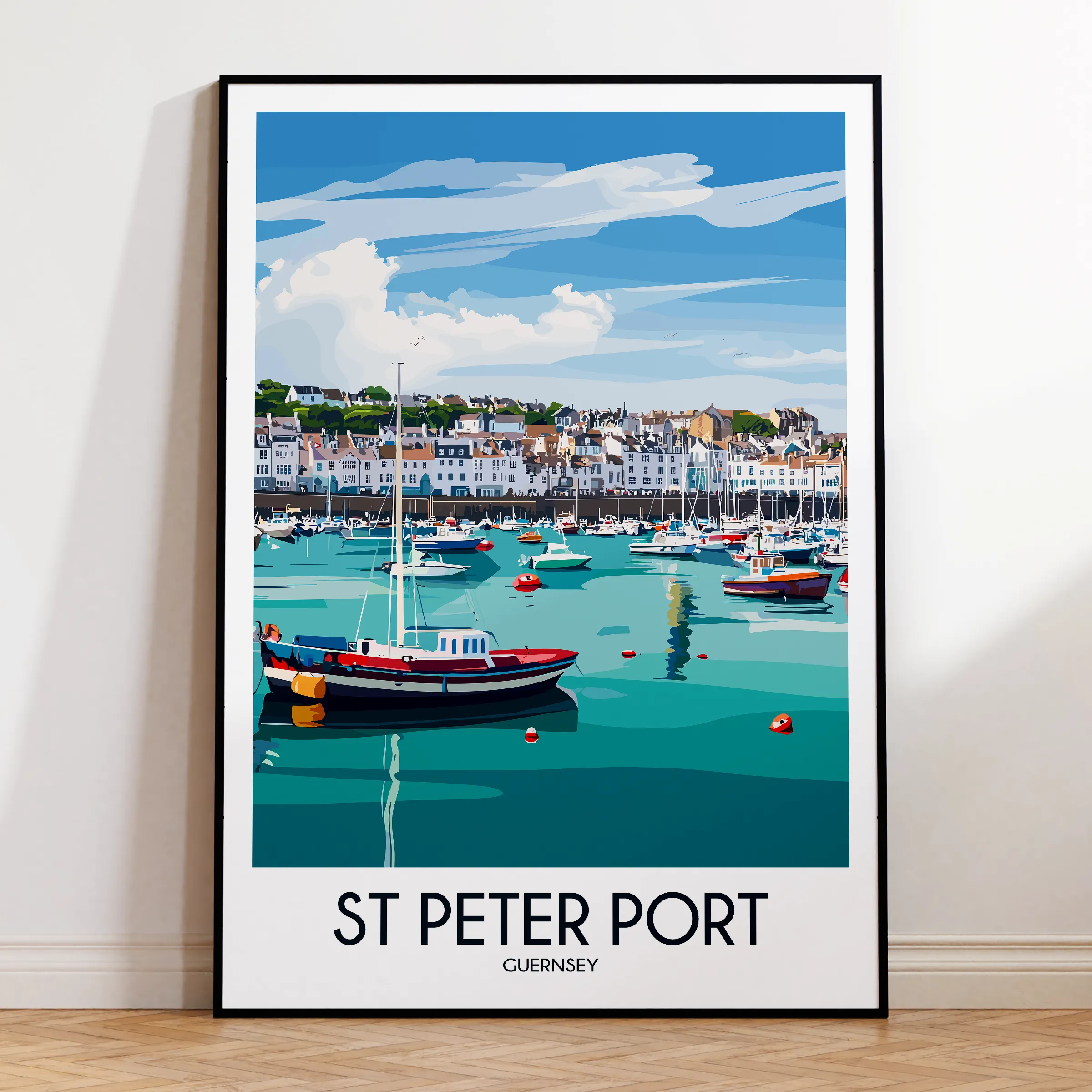 St Peter Port Retro Travel Illustration