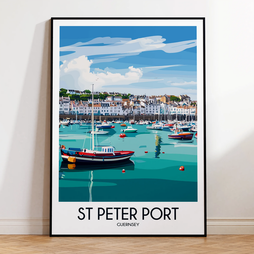 St Peter Port Retro Travel Illustration