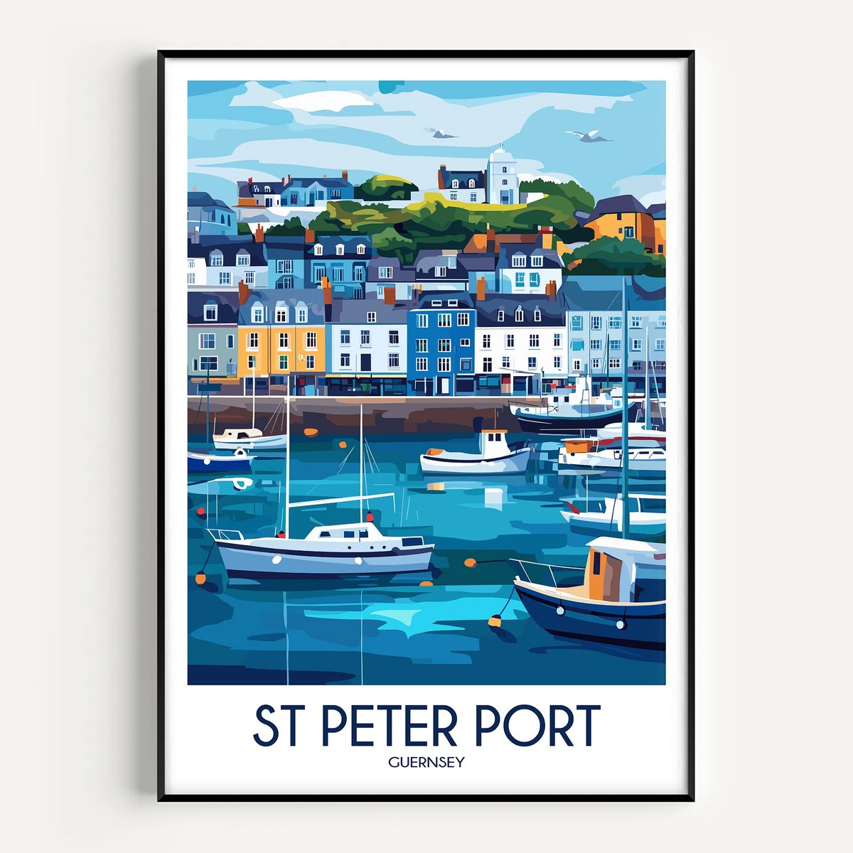 St Peter Port Retro Travel Illustration