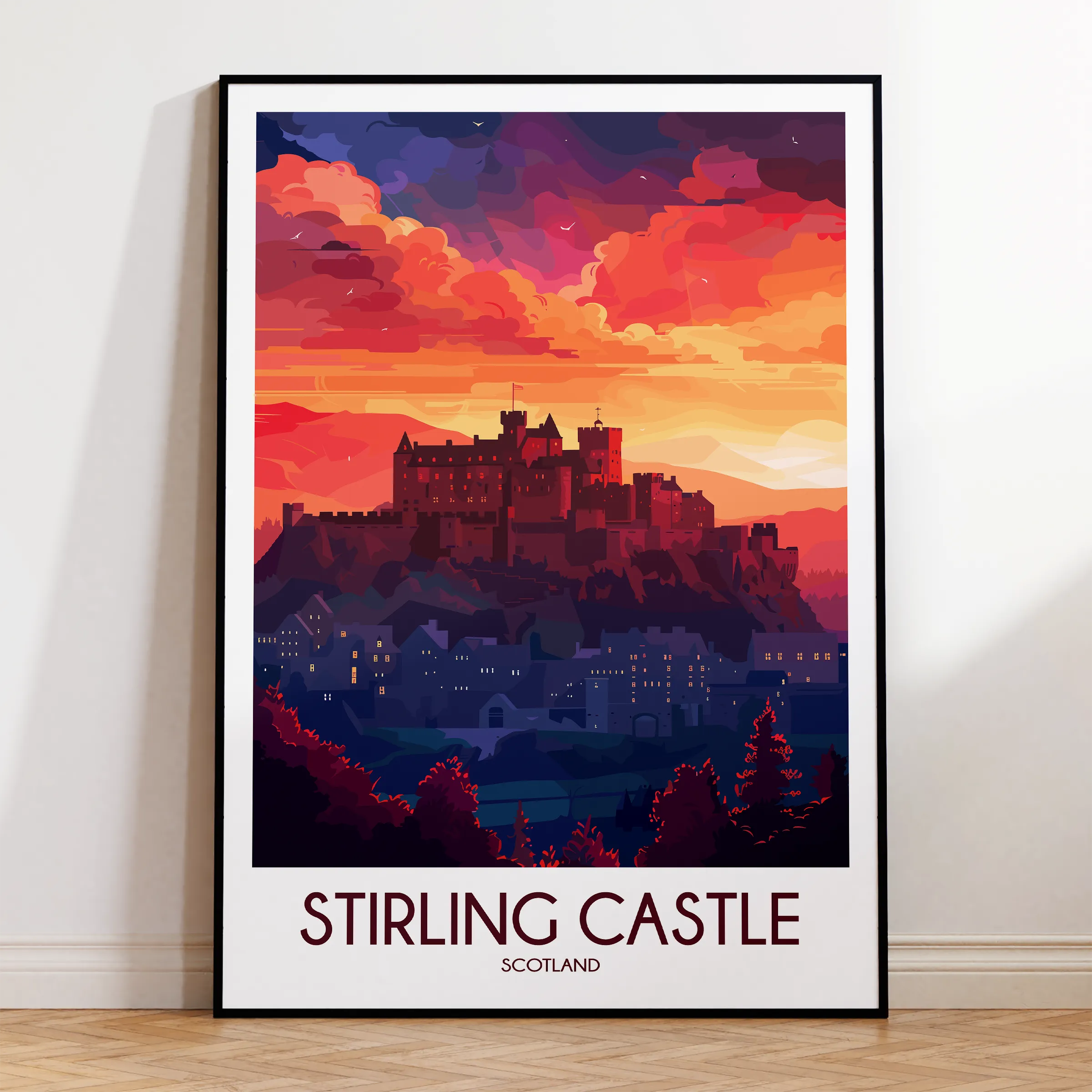 Stirling Castle Retro Travel Illustration