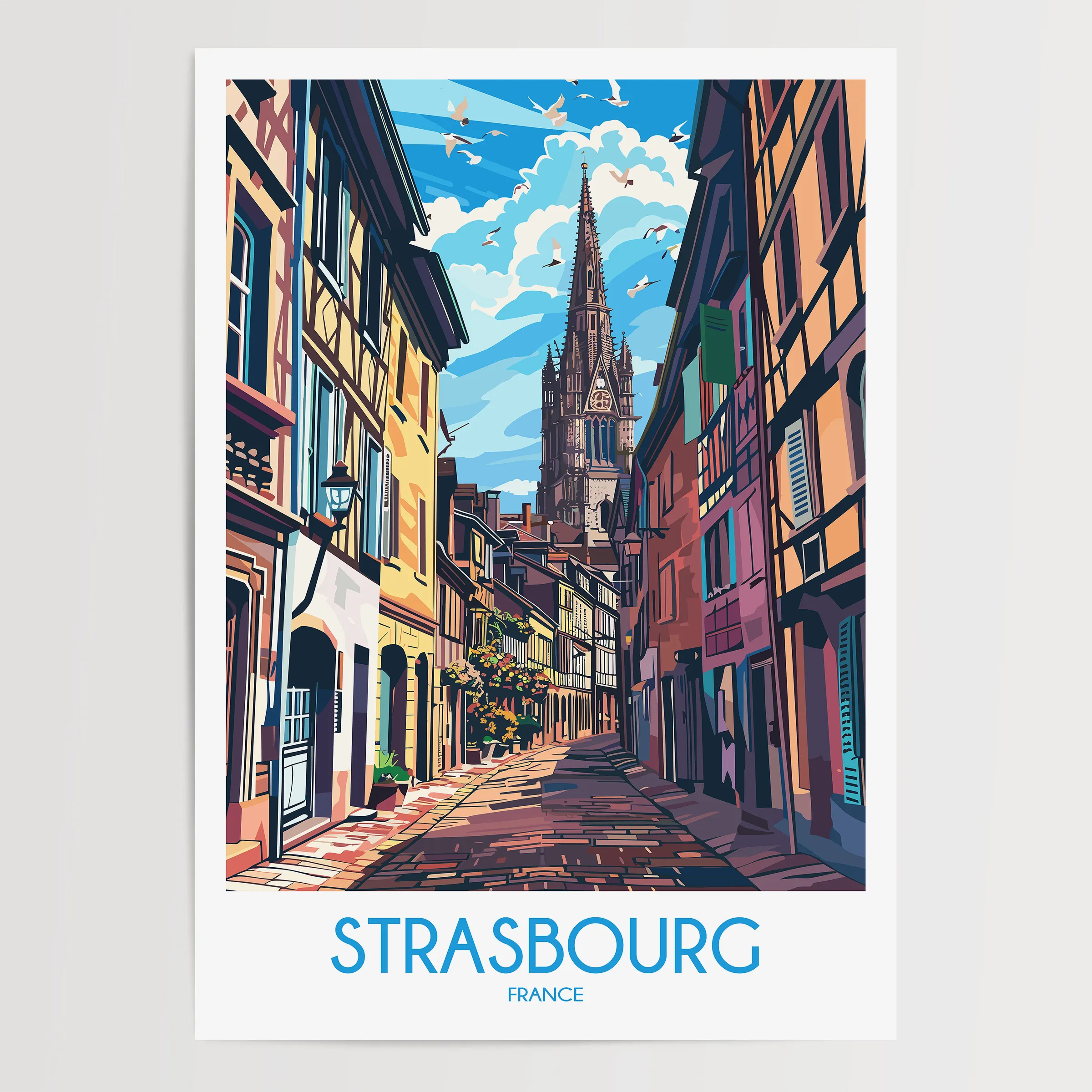 Strasbourg Retro Travel Illustration