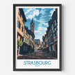 Strasbourg Retro Travel Illustration