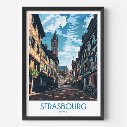 Strasbourg Retro Travel Illustration