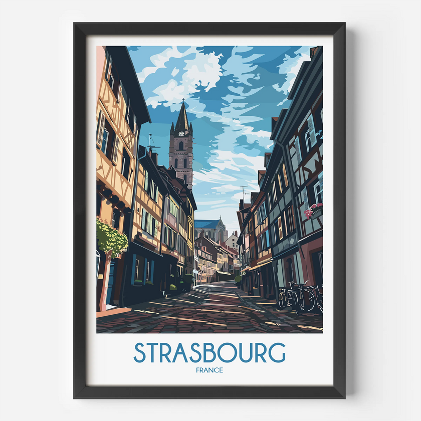 Strasbourg Retro Travel Illustration