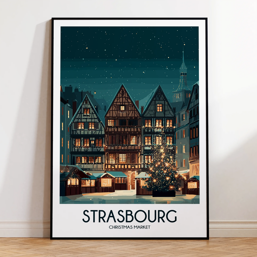 Strasbourg Retro Travel Illustration