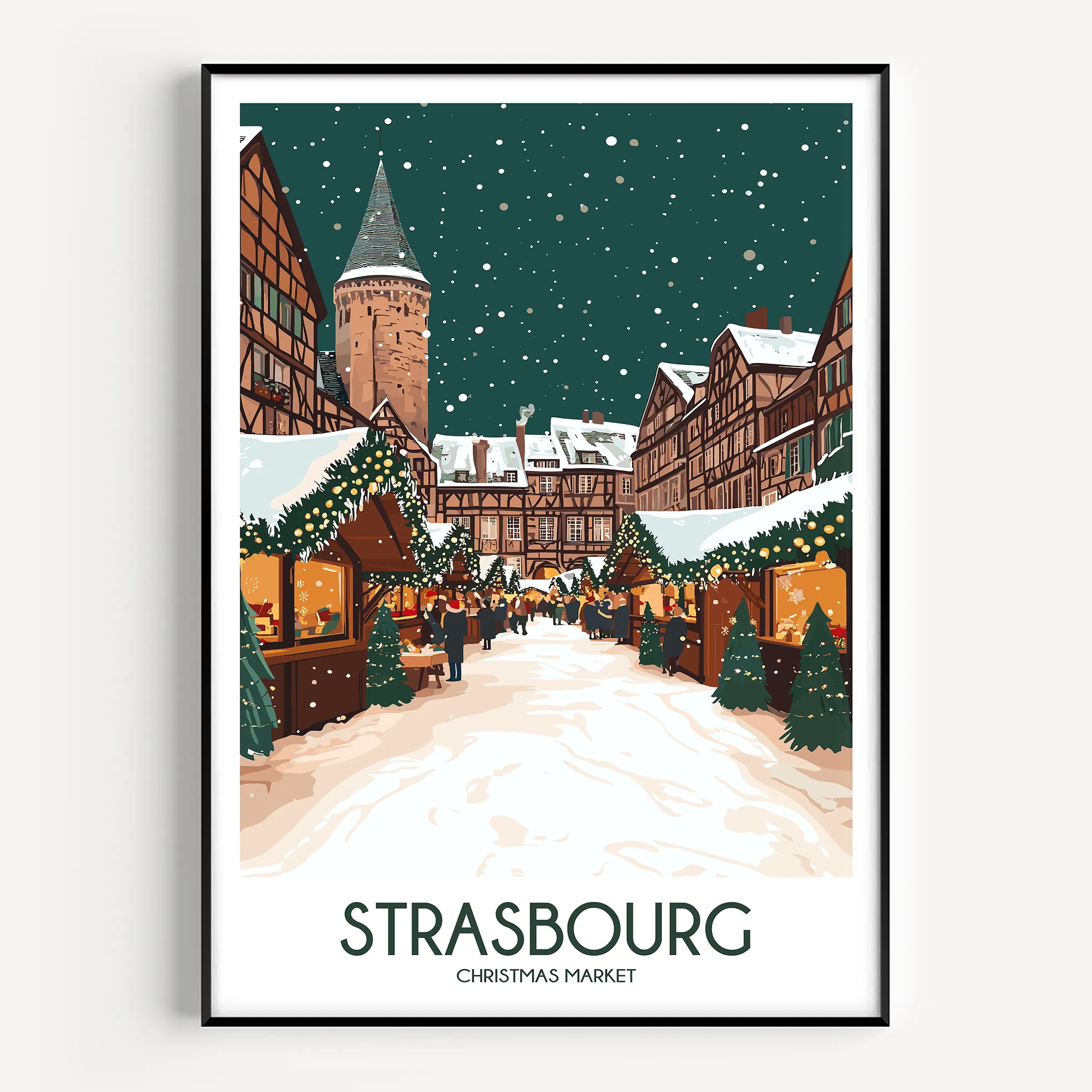 Strasbourg Retro Travel Illustration