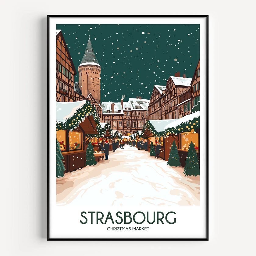 Strasbourg Retro Travel Illustration