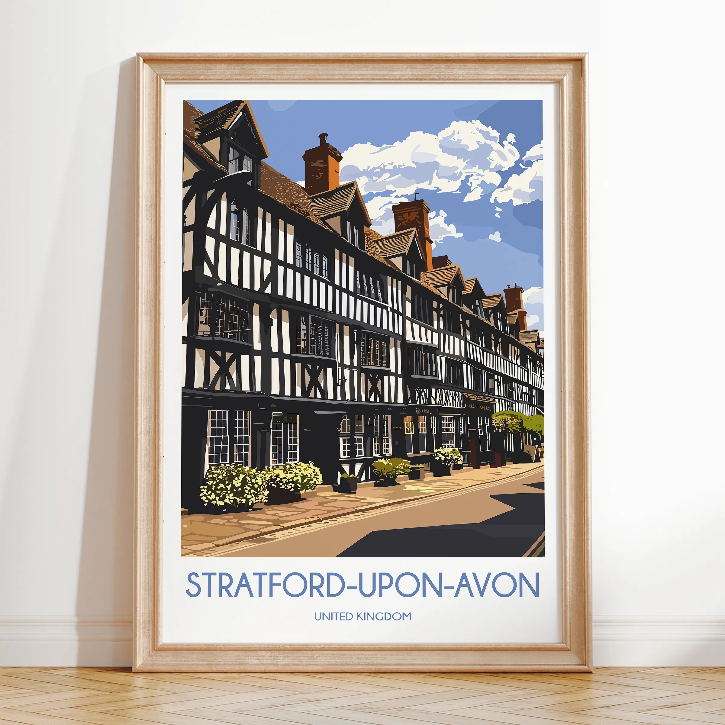 Stratford-Upon-Avon Retro Travel Illustration