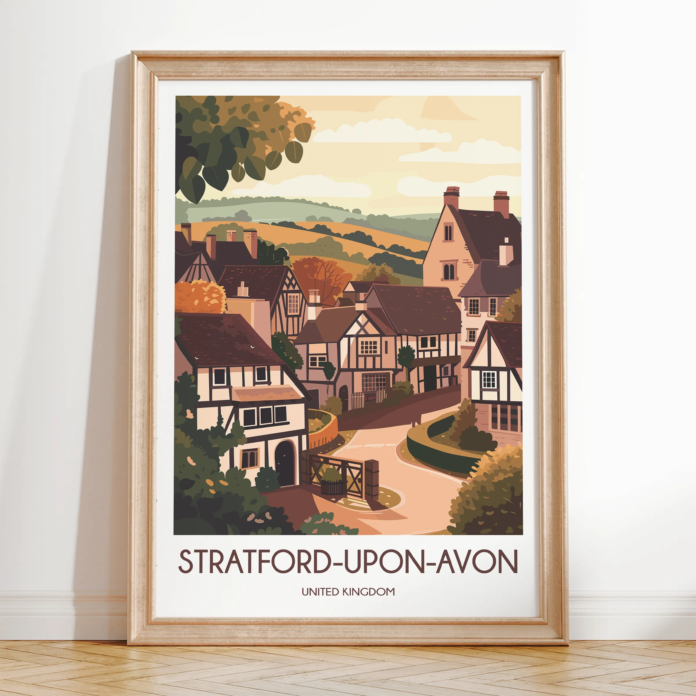 Stratford-Upon-Avon Retro Travel Illustration