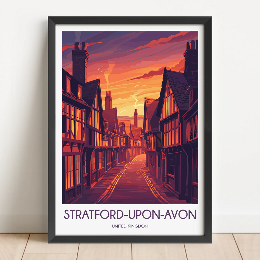 Stratford-Upon-Avon Retro Travel Illustration